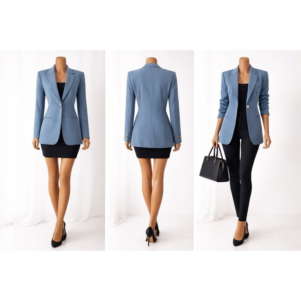 VTG Sag Harbor Women’s 10 Gray Wool Blazer Fitted Long Sleeve Classic Career Y2K